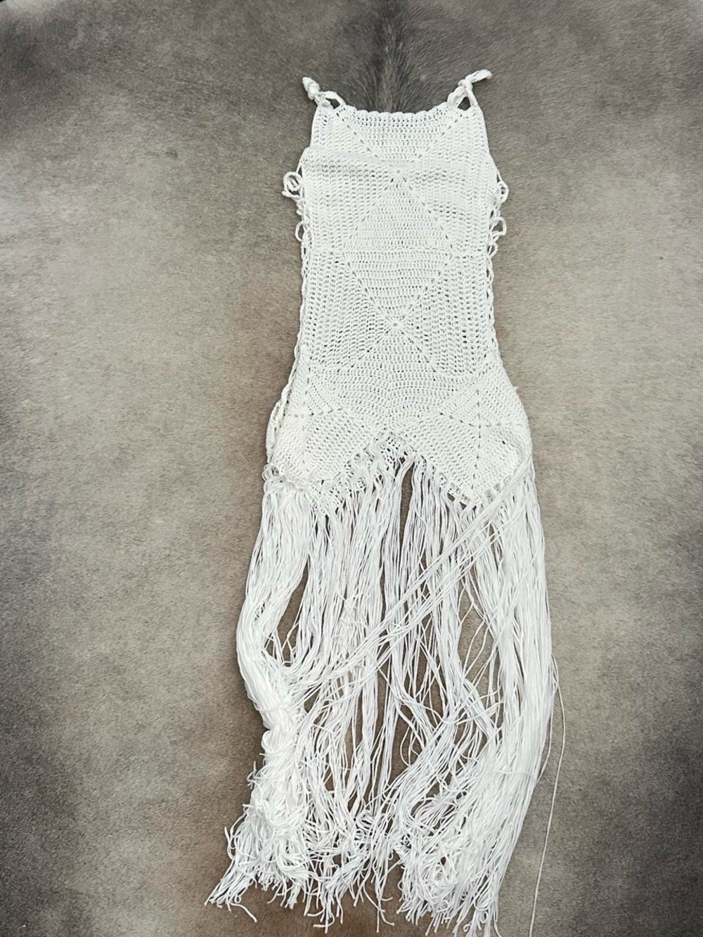 VENUS White Crochet Fringe Beach Dress